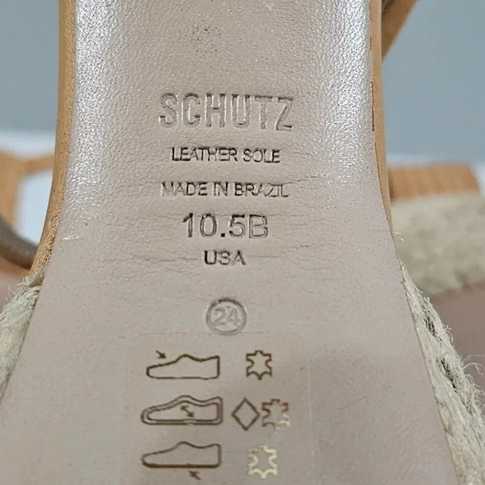Schutz Blisse Platform Sandal Womens 10.5 Caramel Brown Suede Chunky Block Heel